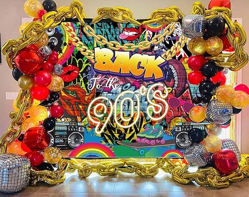 Miniatura 3 de Sensfun Fondo de Back to The 90'S Backdrop Hip Hop Graffiti Pared de ladrillo Retro Radio Fotografía Fondo Disco Rock Música Danza Cumpleaños 90