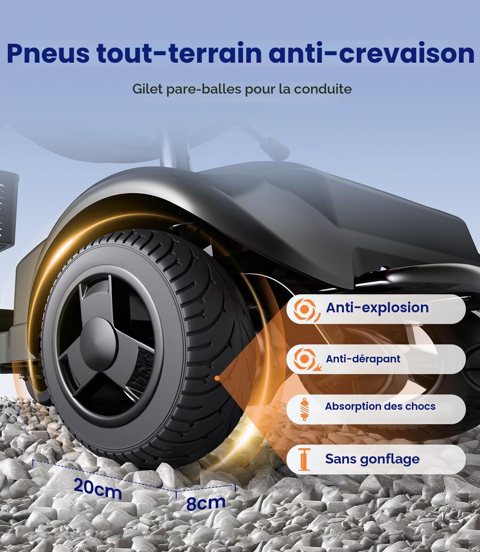 VOCIC Scooter de mobilité pliable à 4 roues pour seniors D42, 20 km | pneus tout-terrain résistants aux crevaisons, moteur de 250 W Mobilité, housse de protection incluse, Noir