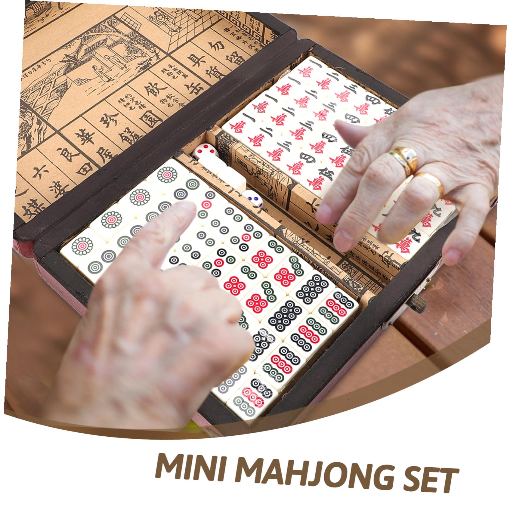 ORFOFE Tragbares Mahjong Satz 1 Satz Acryl und Holz für Zuhause | Kompakte Größe, Leicht zu Transportieren, Geeignet für Partys und Reisespiel