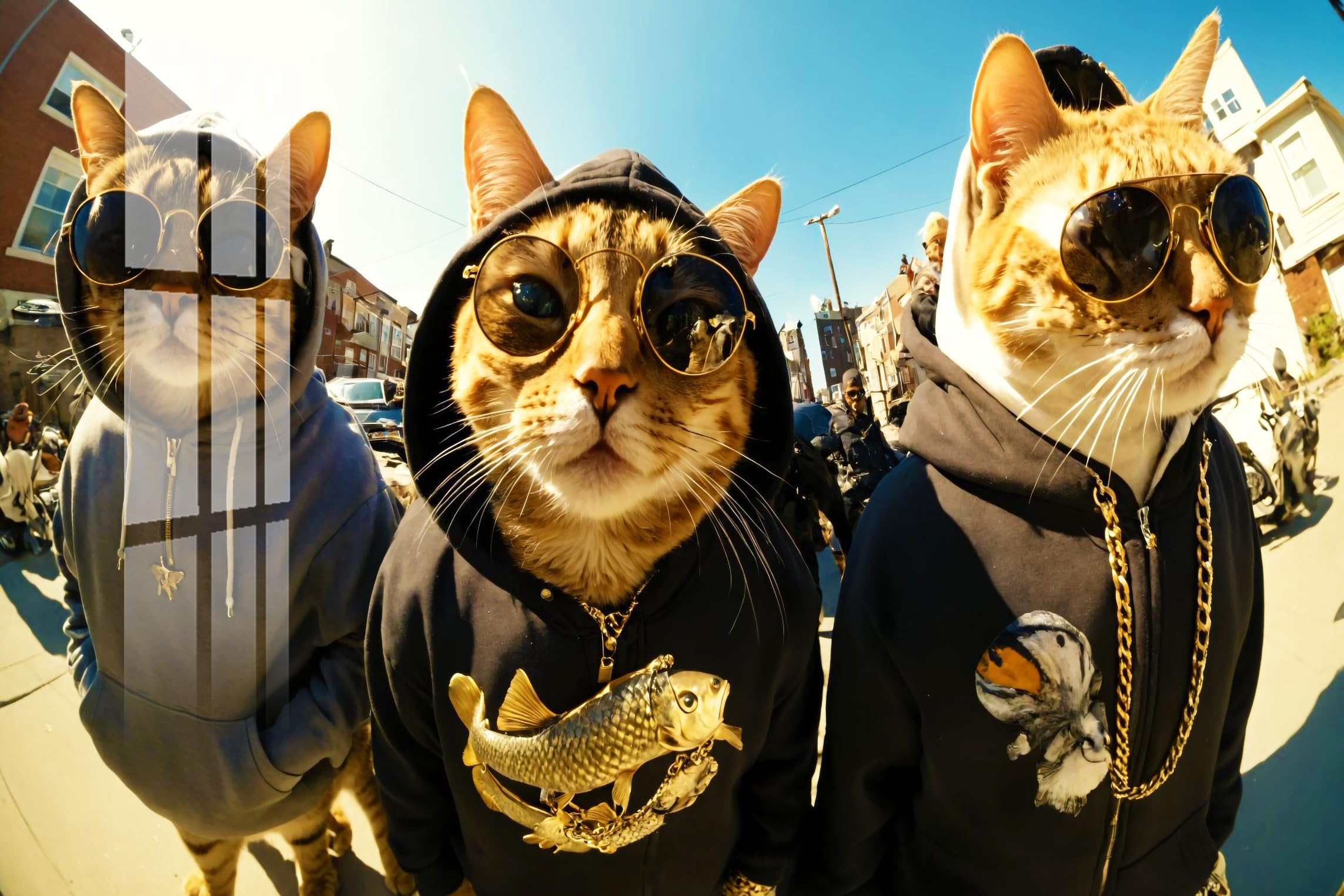 PREMIUM 3 CATS MEME EDITION ACRYLIC FRAME WITH HIGH GLOSSY EFFECT 12x18 inch, Wall Mounted Gift for Women Men Birthday Special Moment Home and Gaming room Decor Frameless Photo Print