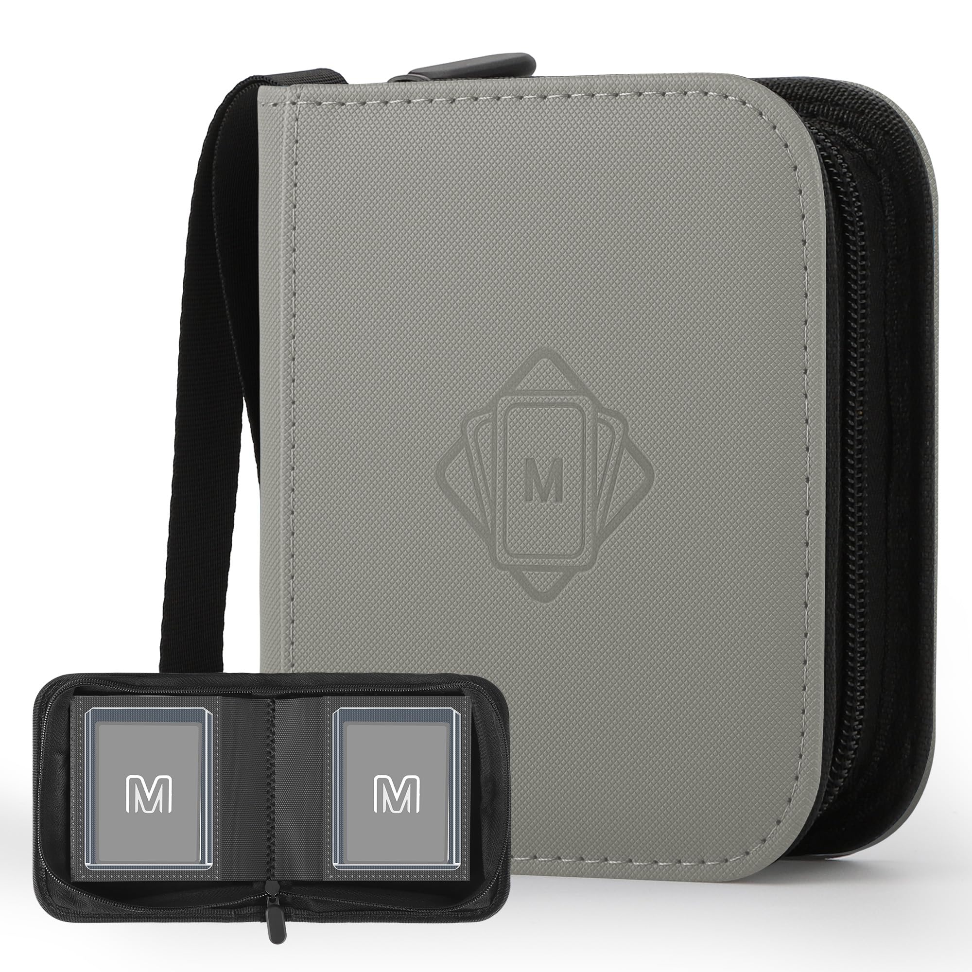 1 Pocket Toploader Binder Holds 40 Cards with 20 Sleeves Collectible Trading Card Album, for 3x4 Toploaders Hard Cases for TCG, MTG, Sports, Baseball, Football, Small Sports Card Book (1Dark Grey)