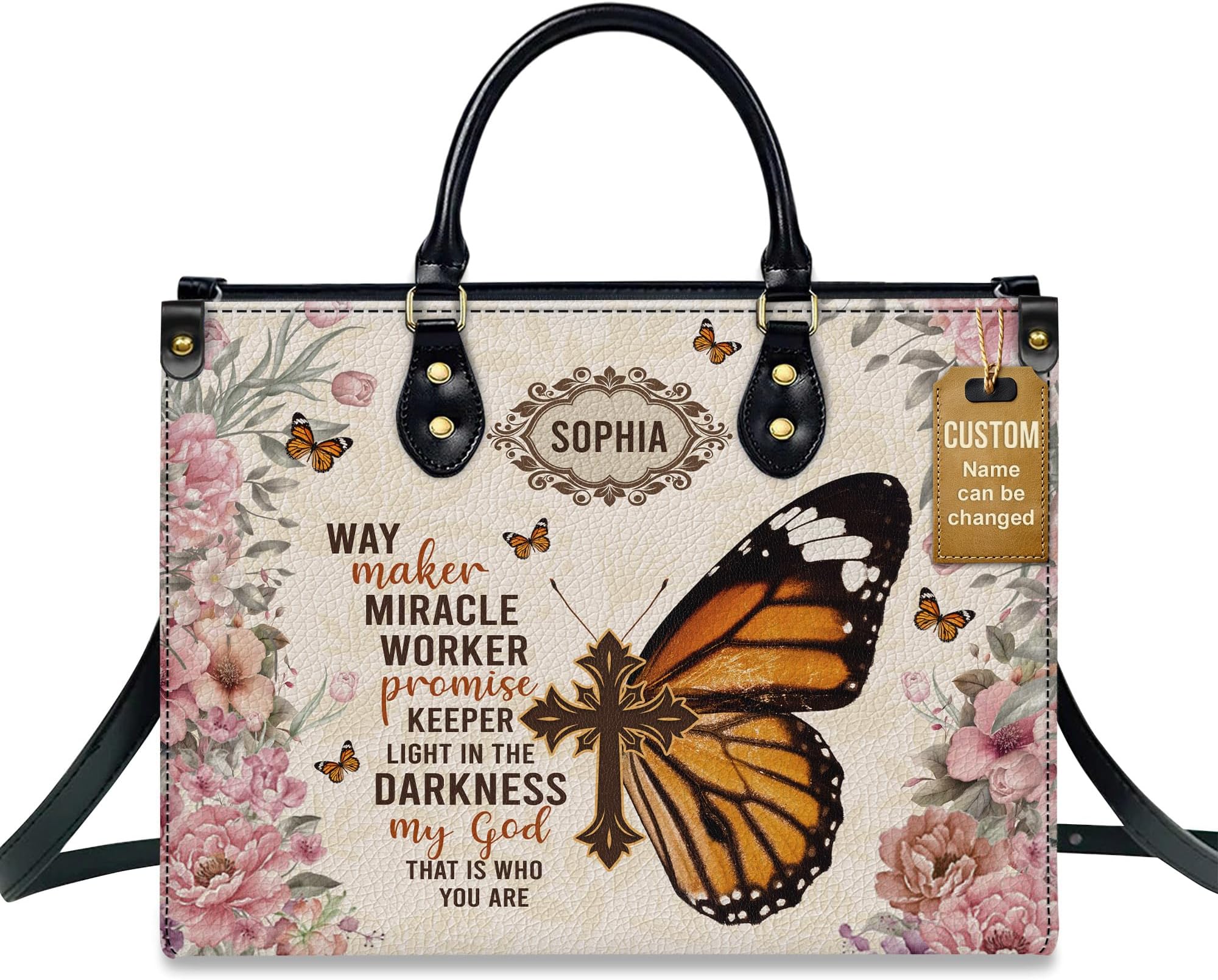 Personalized Leather Handbag for Women, Custom Name Church Bag, Christian Gifts, Mother's Day Gifts for Mom, Grandma