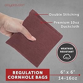 Play Platoon Weather Resistant Cornhole Bags - Set of 8 Regulation Corn Hole Bean Bags - Burgundy & Navy Blue - Durable Duck Cloth Corn Hole Bag for Tossing Game, Includes Tote Bag