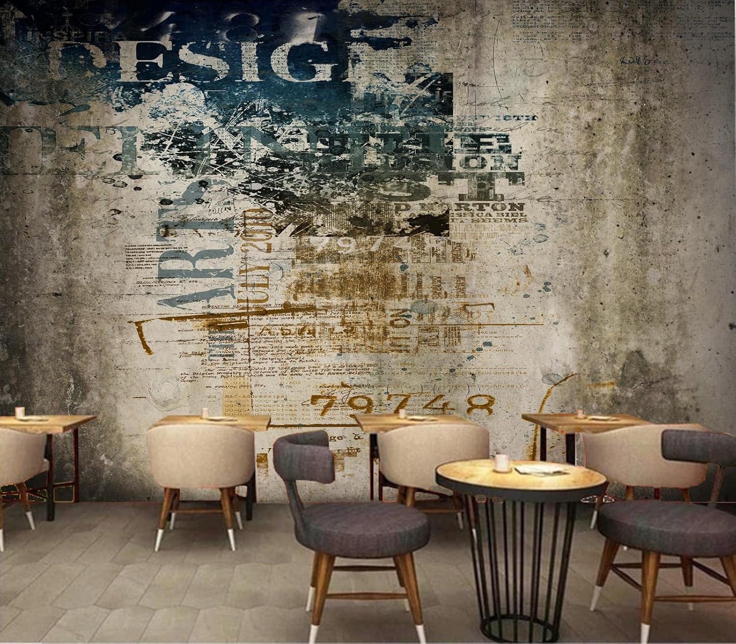 Eierme-Grunge Background with Text Mural Wallpaper Peel and Stick 160" x 114"