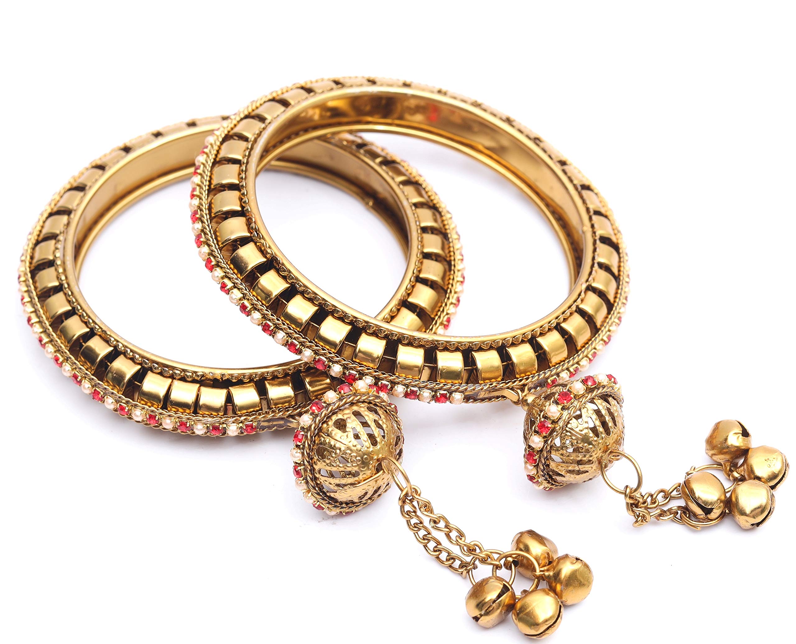 Swara Creations Metal Ghugaroo latkan Kadas Set with Small Pearls & Zircon work for Women and Girls(Pcs2) (B082TMB6LC) Amazon Price History, Amazon Price Tracker