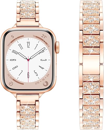 Miniatura 2 de Compatible con Apple Watch Band de 1.614 pulgadas, 1.575 pulgadas, 1.496 pulgadas, correa de lujo con rombos de diamantes para mujeres y niñas,