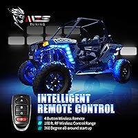 Vista 5 de MZS 8Pcs Motorcycle LED Light Kit, Multi-Color Neon RGB Strips LED Underglow kit Compatible with ATVs UTVs Cruiser Trikes Golf Carts Most Family