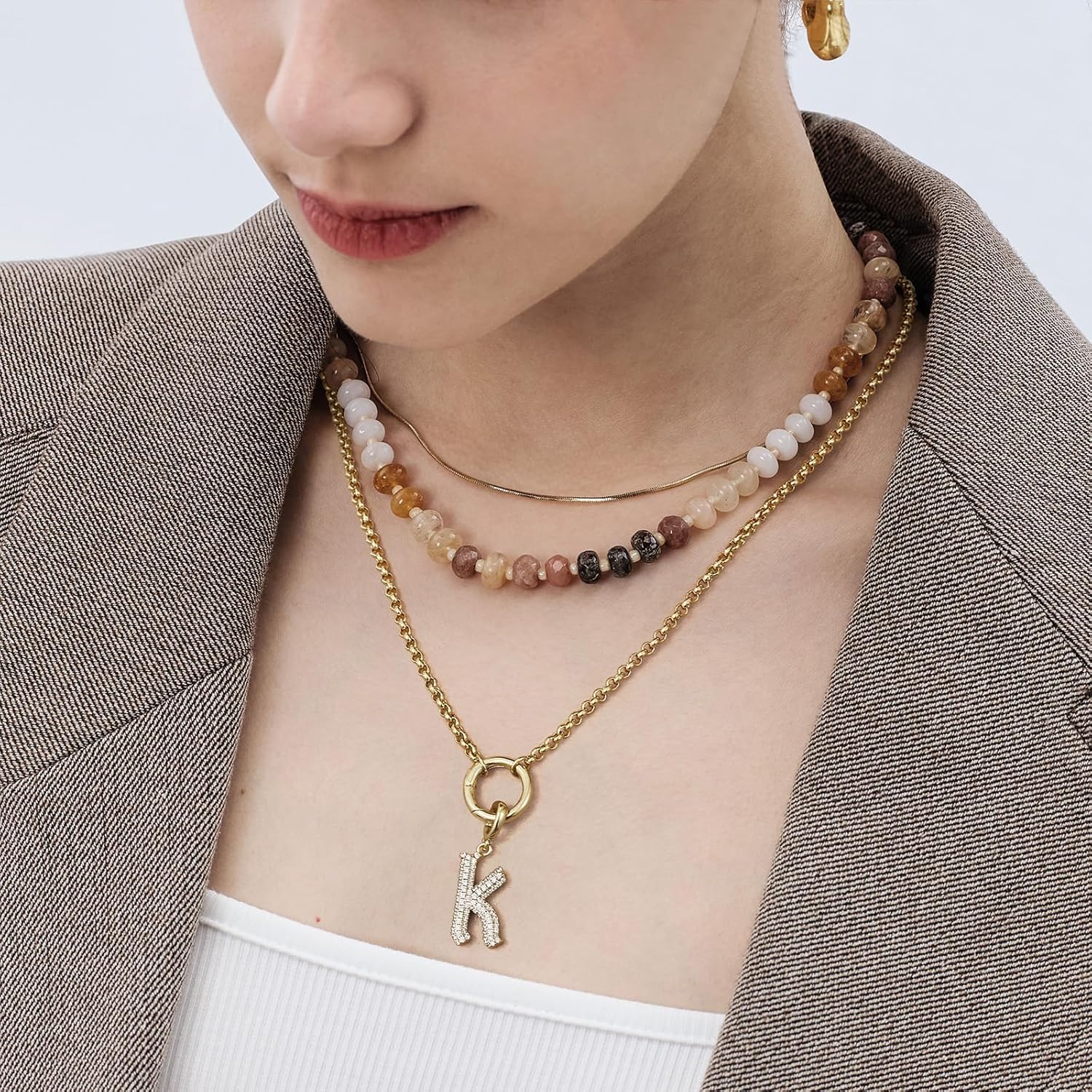 KissYan Beaded Necklaces for Women, Gemstone Bead Boho Choker, Natural Stone Handmade Fashion Autumn Winter Jewelry Gifts - Image 4