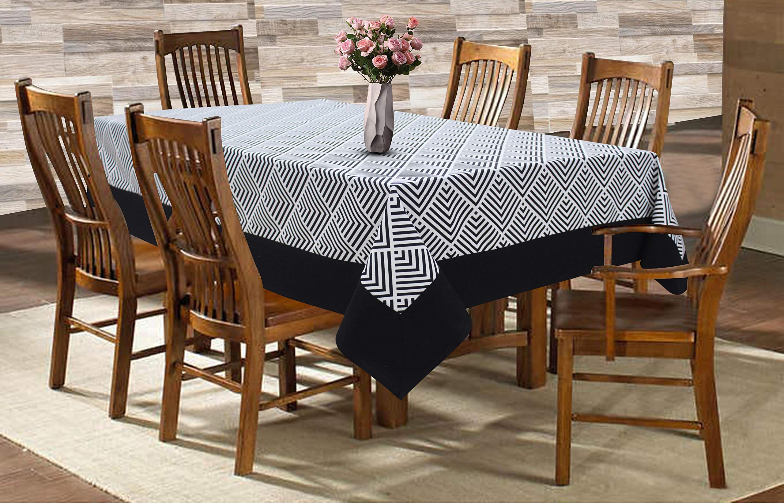 AIRWILL Cotton Geometric Pattern 6 Seater Table Cloth Pack of 1 Pc (Black) - Rectangular (B0925MZ6YN) Amazon Price History, Amazon Price Tracker