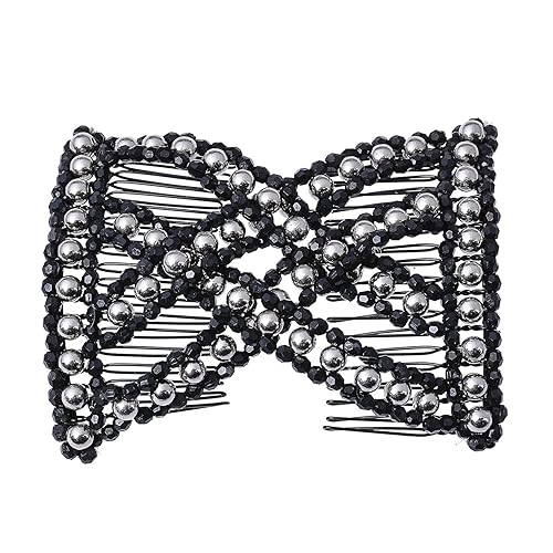 Miniatura 2 de LOVEF 6 piezas de belleza sin esfuerzo estirable doble peines Upzing Medium Magic Beads Double Hair Clips joyería de pelo surtidos color y diseño