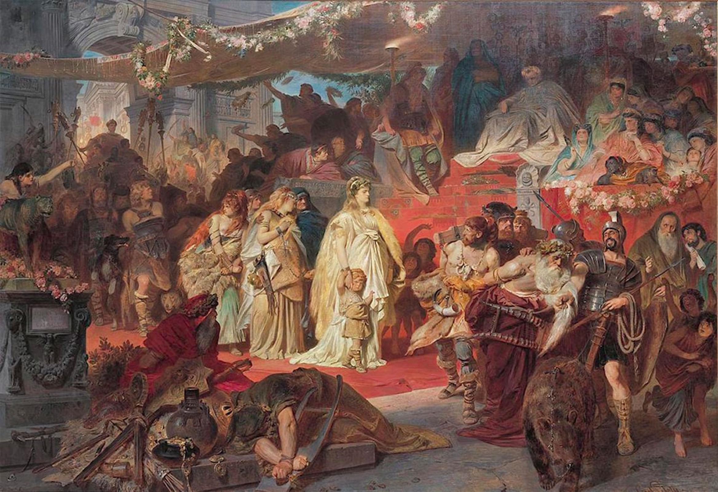 POSTERIIk Famous Modern Artwork Art Mural Thusnelda in the Procession of Germanicus by Karl Theodor Von Piloty Oil Paintings Pictures for Home Decor 60x90cm