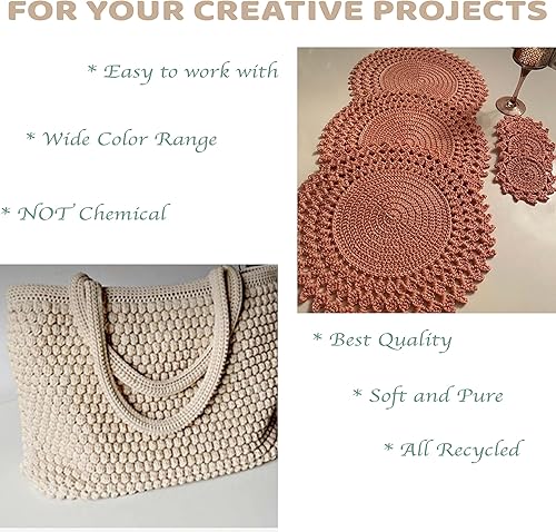 Miniatura 3 de Makromecity, Cordón de macramé de poliéster de 0.079 in x 125 yardas (375 pies) de 0.079 pulgadas de polipropileno, tela vaquera azul, cordón de