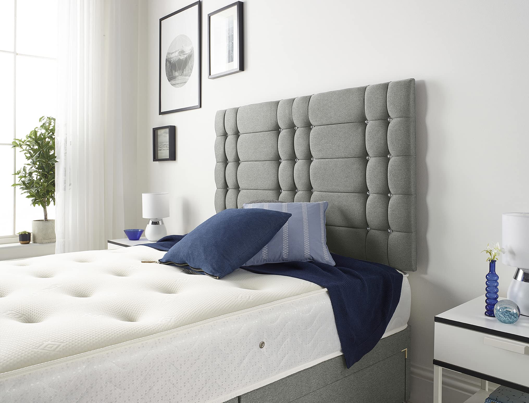 Bed Centre Bliss 32 Inch or 54 Inch Headboard Available in Different Fabrics and Colours - 3FT,4FT,4FT6,5FT,6FT (6FT Super King, 54 Inch High Floor Standing, Tweed Grey)
