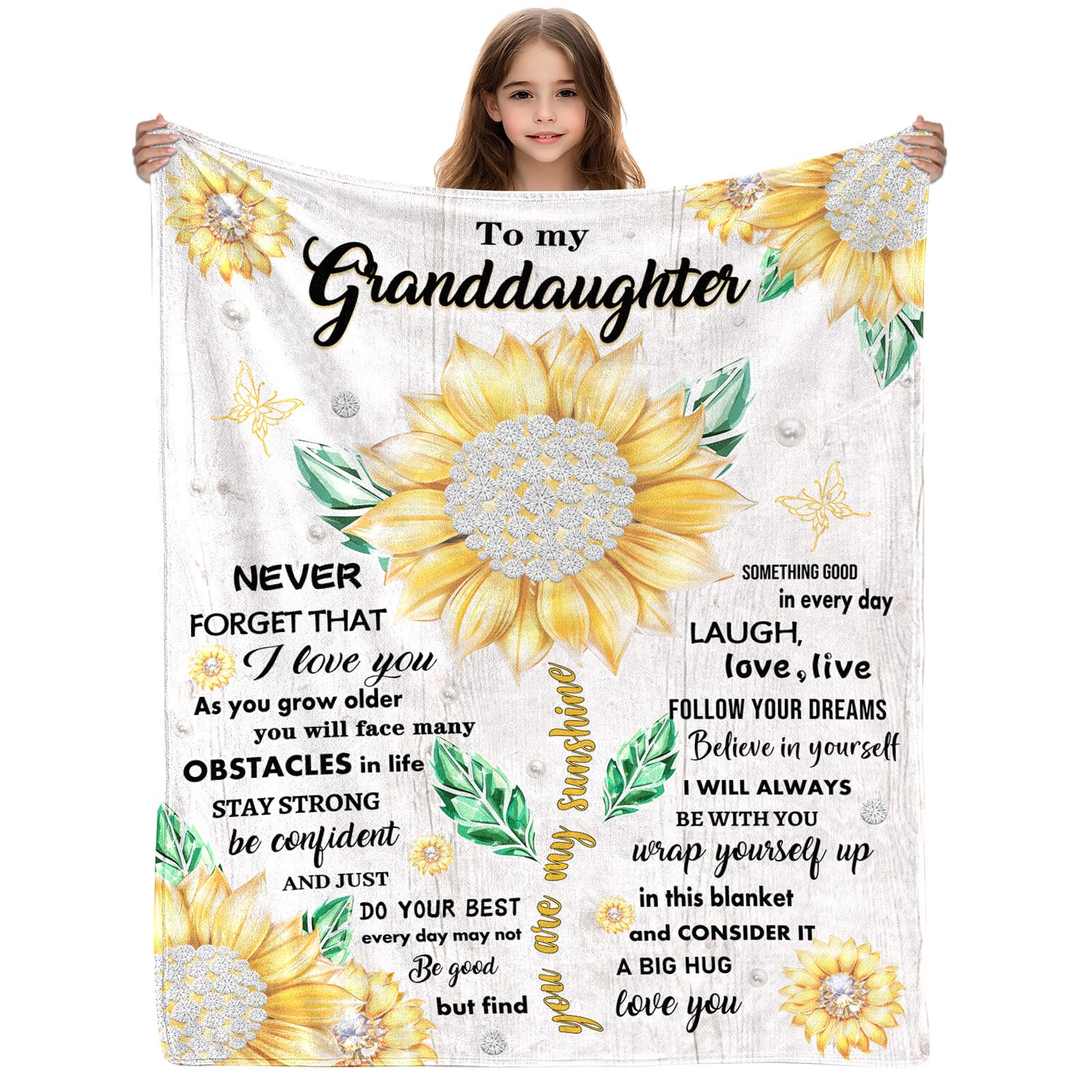 Yasrlvun Granddaughter Gifts from Grandparents 50x60 Inch Granddaughter Blanket Christmas Graduations Birthday Present for Granddaughters