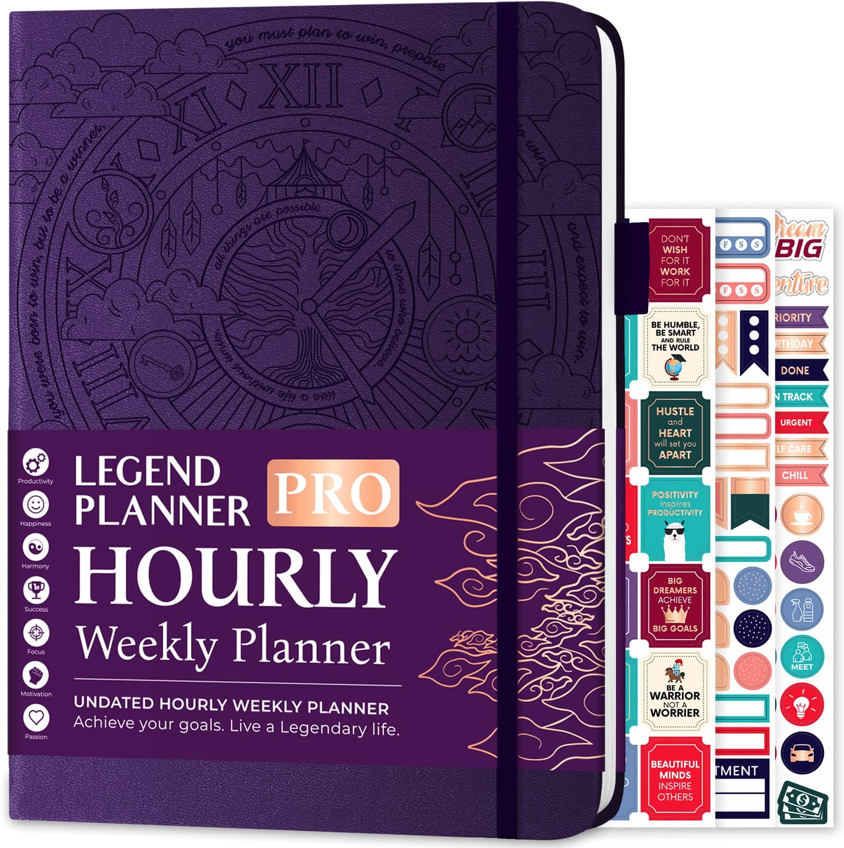 PRO Hourly Schedule - Weekly & Daily Organizer with Time Slots. Appointment Book Journal for Work & Personal, A4 (Purple)