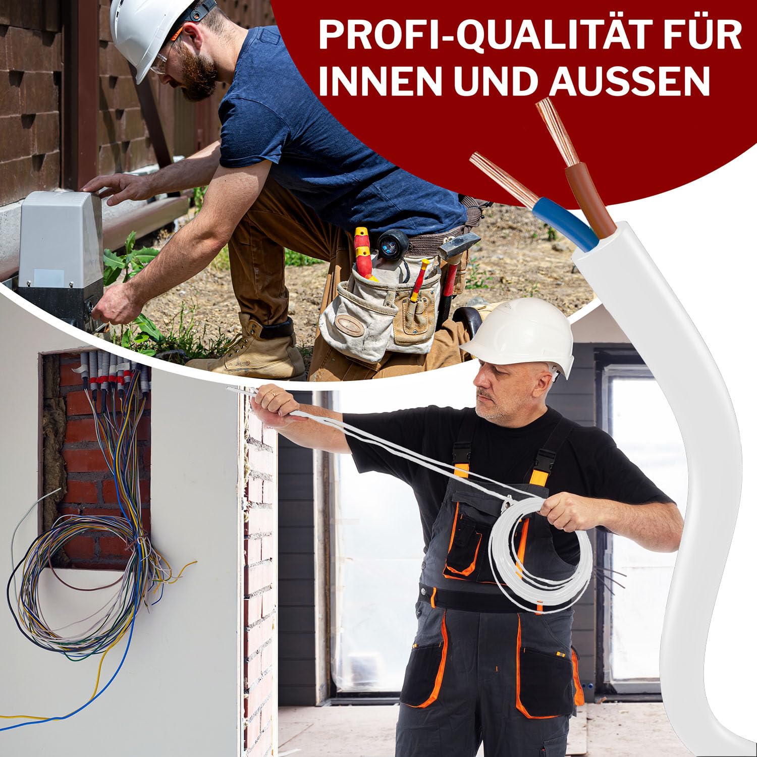 Przewód węża z tworzywa sztucznego od 5 do 100 m H05VV-F 2 x 0,75; 2x1; 2x1,5 lub 2x2,5 biały elastyczny kabel kabel przewodowy kabel do urządzeń (H05VV-F 2x2,5 WS, 90 m)