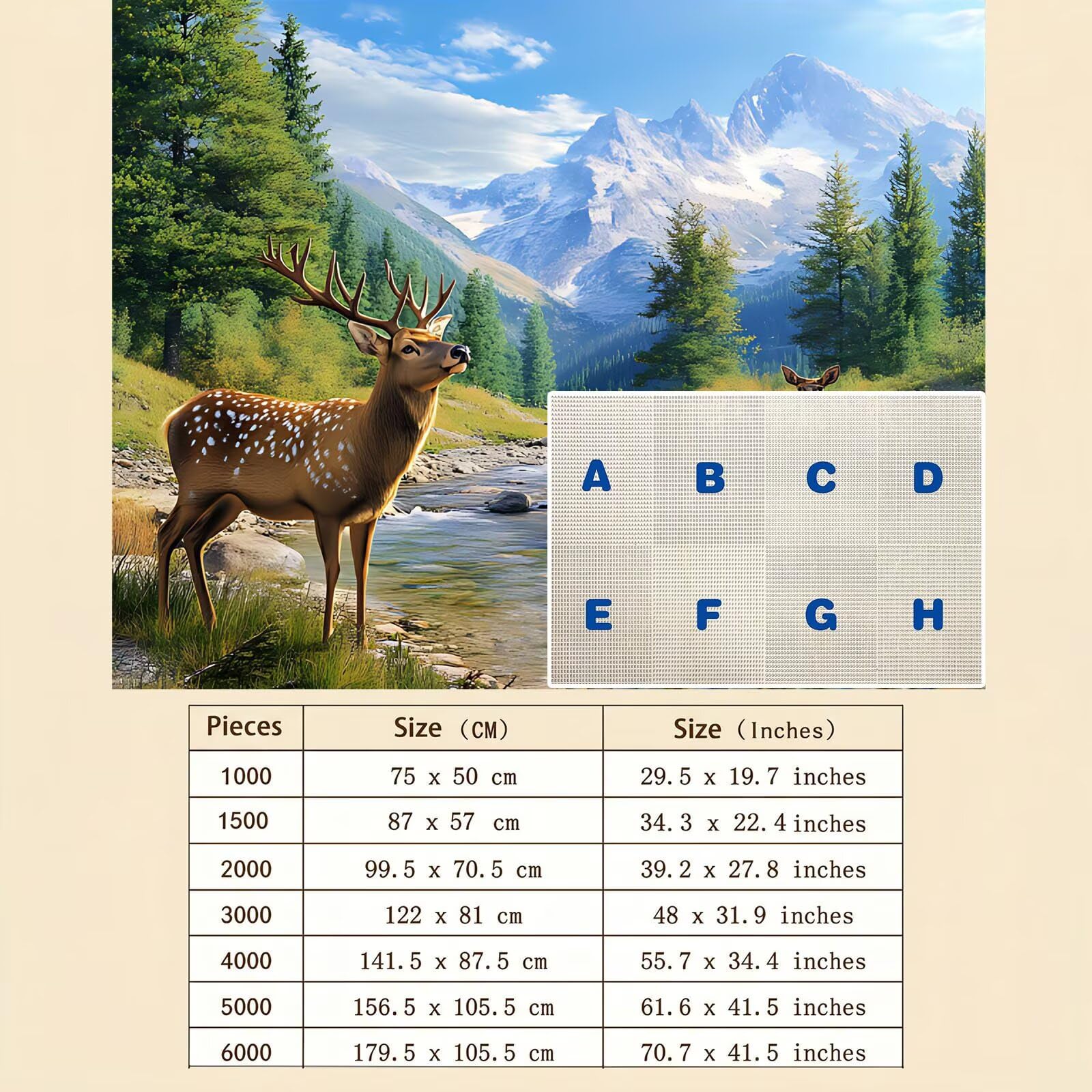 cervo paesaggio Puzzle 1500 Pezzi per Adulti, Puzzle in Legno - Collezione Classica con Poster Incluso -Sfida di Concentrazione e Passatempo Antistress, Gioco Educativo per Famiglia, 87 x 57 cm f0-636