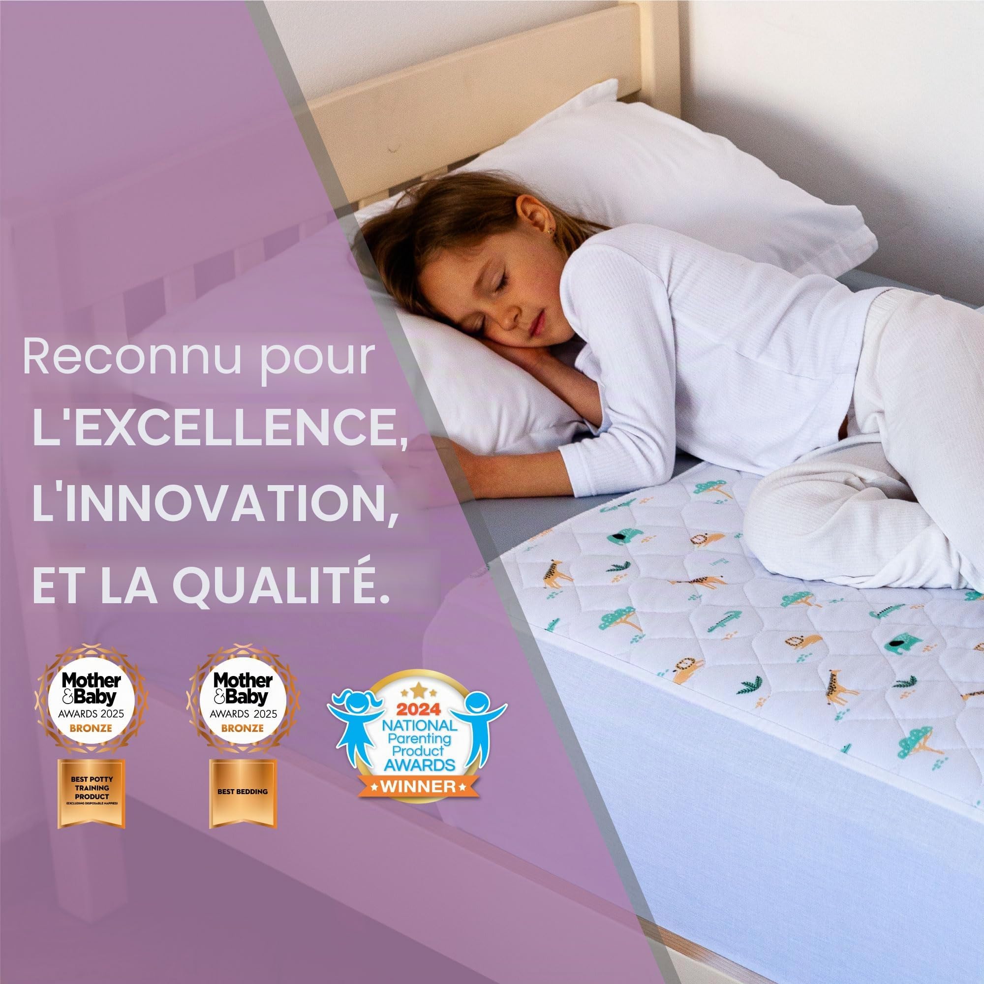 Tapis d'apprentissage de la propreté pour tout-petits avec plis – Tapis protecteur d'énurésie doux et imperméable pour enfants – Multi-couche antidérapant lavable pour incontinence – Absorbe jusqu'à