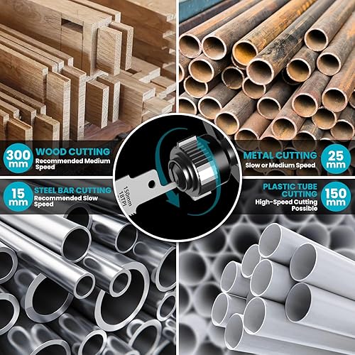 Miniatura 5 de Sierra recíproca inalámbrica para batería Makita de 18V, 3 velocidades variables 0-3500 motor sin escobillas, cambio de hoja sin herramientas, kit