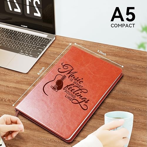 Miniatura 2 de Music is What Feelings Sound Like Leather Journal Notebook Music Teacher Gift Musical Note Charm Leather Journal Gift (Música)