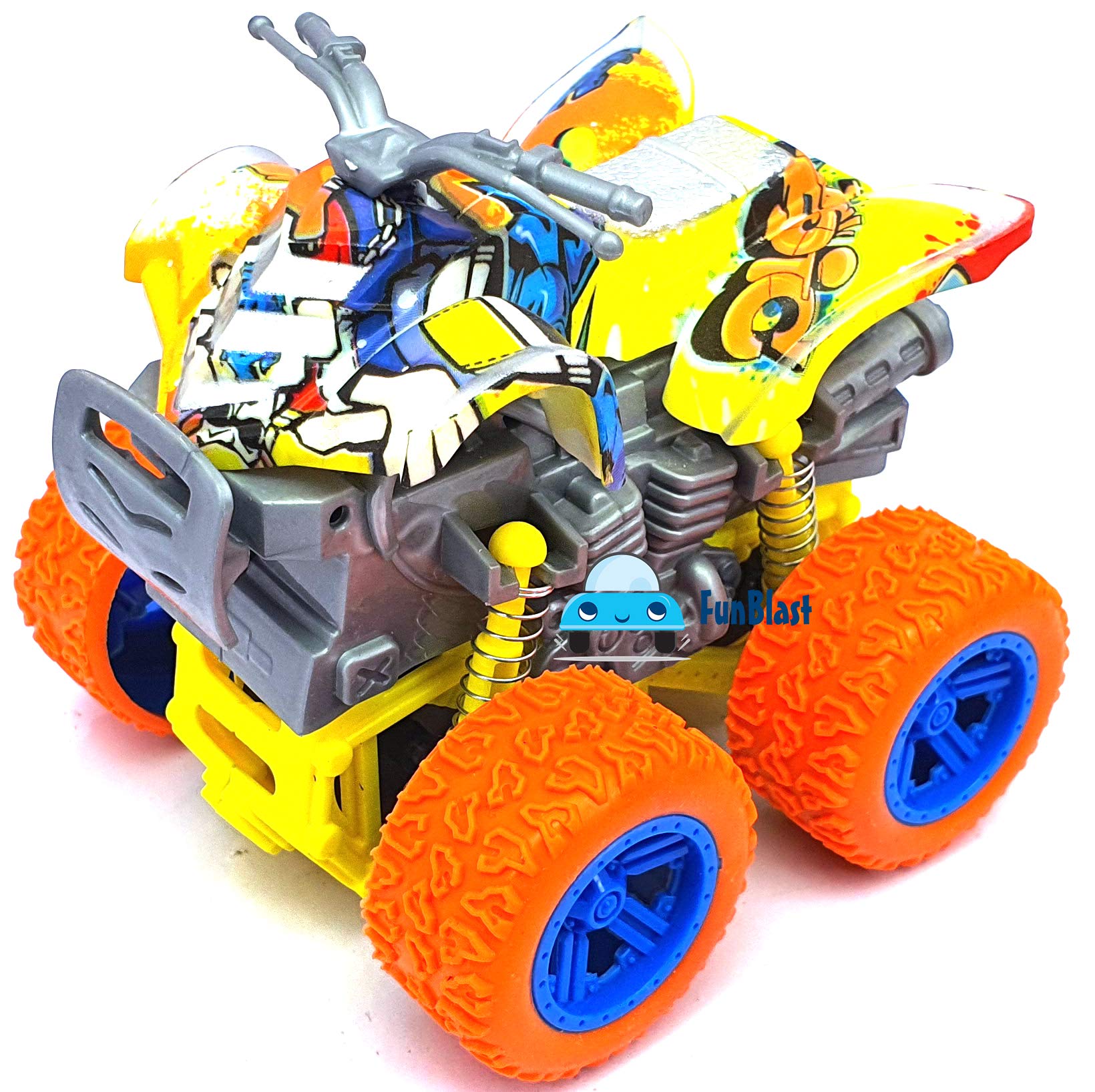 FunBlast Monster Bike Toy - Friction Power Vehicle - Push & Go Crawling Rock Crawler Toy Car for Boys, Kids - Multicolor
