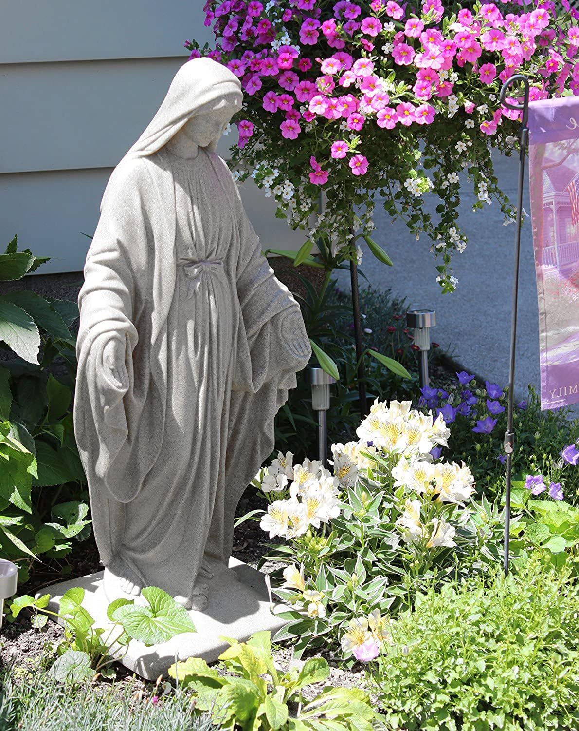 Virgin Mary Statue – Natural Granite Appearance – Made of Resin – Lightweight – 34”