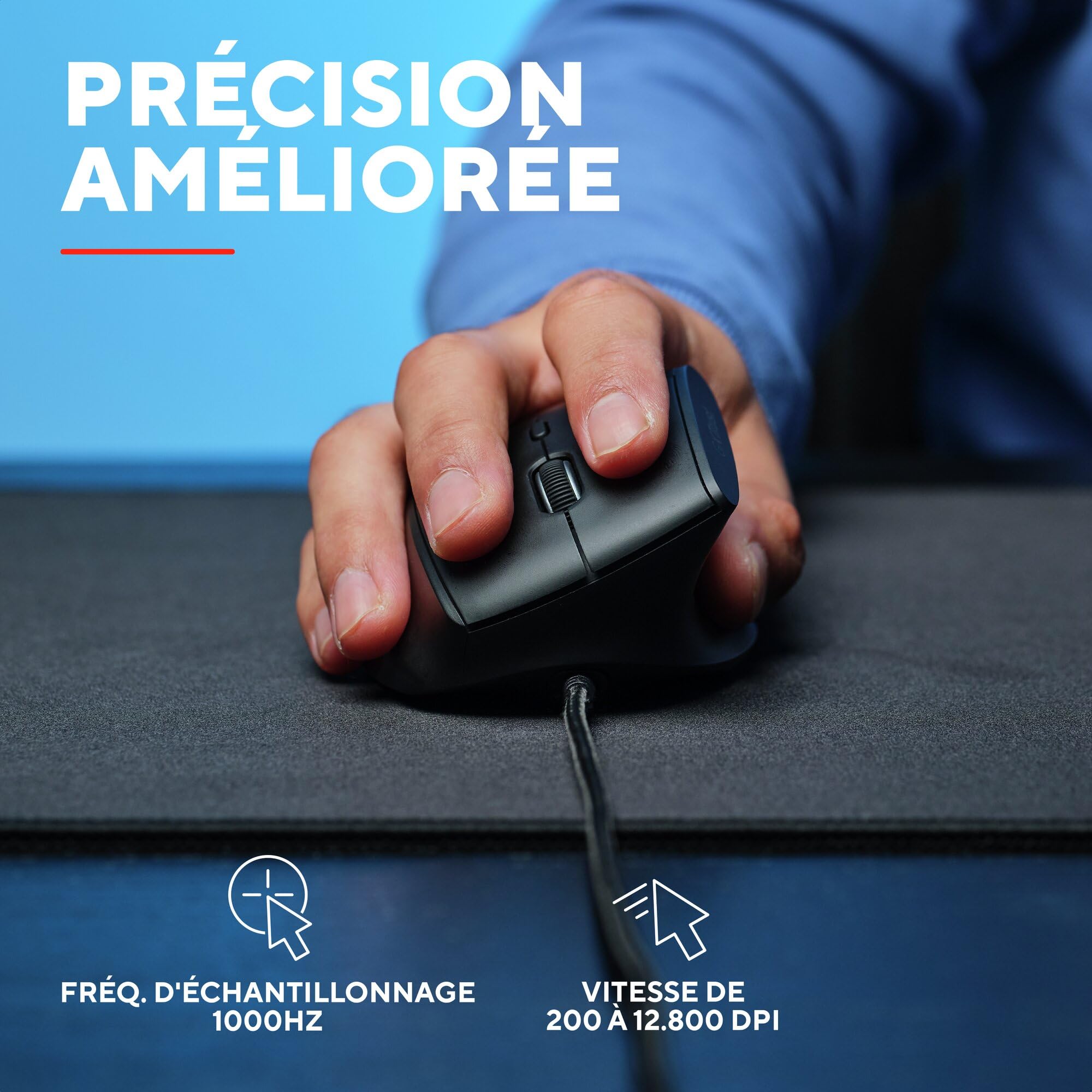GXTrust Rexxa Souris Gamer Verticale 12.8k DPI, Boutons Programmables, Noir | Souris Ergonomique Gaming Filaire, Éclairage RVB, Câble USB-A 1,7 m, Repose-Pouce, Logiciel Inclus