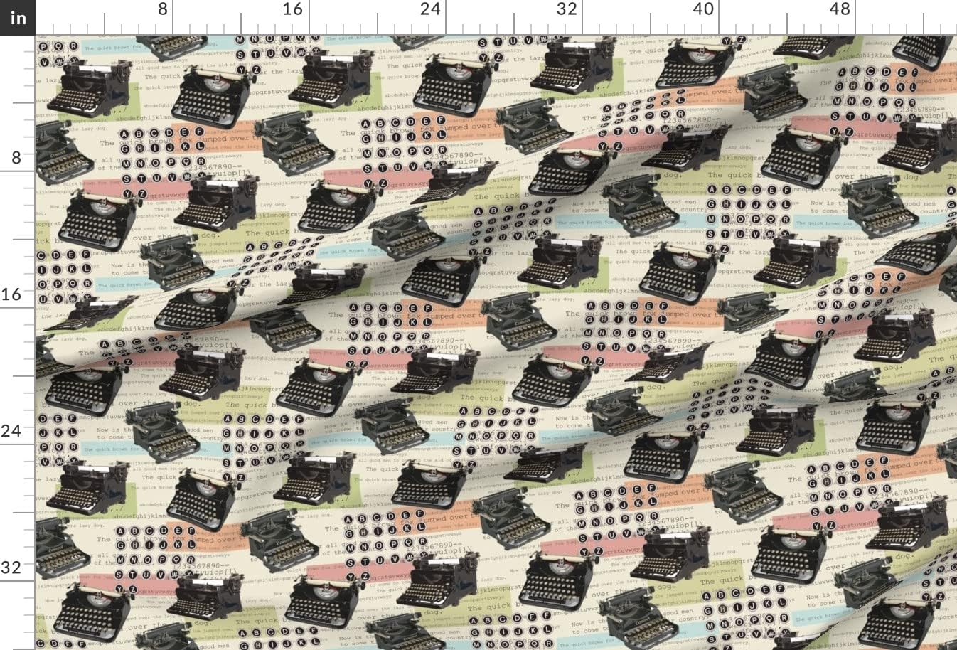 Spoonflower Fabric - Typewriter Technology Geek Retro Letters Photographic Whimsical Printed on Minky Fabric by The Yard - Sewing Baby Blankets Quilt Backing Plush