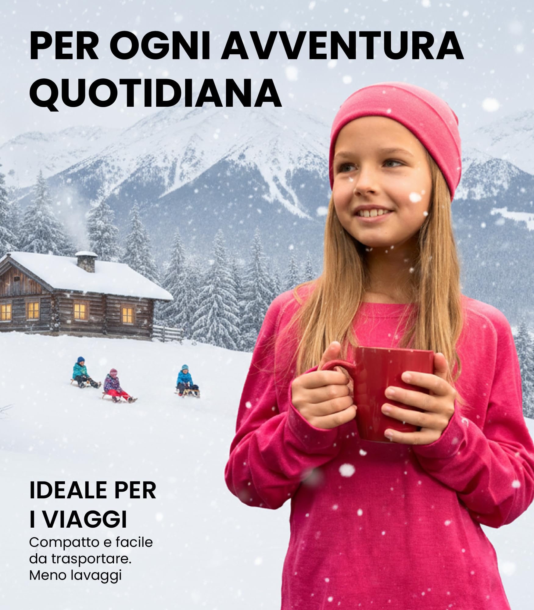 Merino.tech Intimo Termico Lana Merino Bambino - Medio Completo Maglia Termica Lana Merino e Pantaloni Bambina e Ragazzo