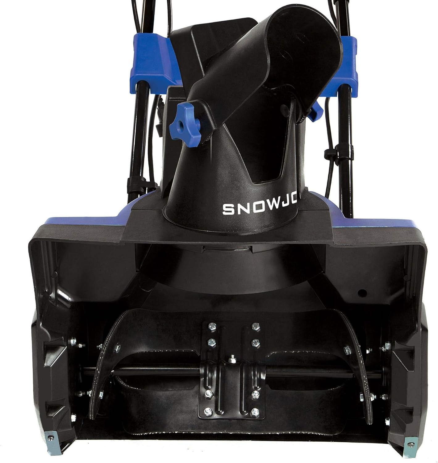 Close-up of the steel auger with rubber blades on Snow Joe SJ619E