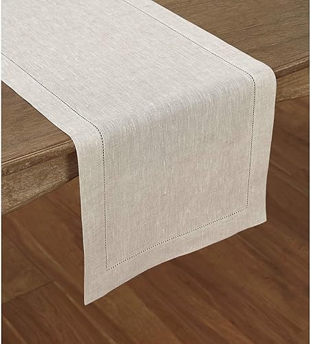 Miniatura 9 de Solino Home Camino de mesa de lino natural de 72 pulgadas de largo, 100% lino puro de 16 x 72 pulgadas, camino de mesa clásico con vainica, bufanda