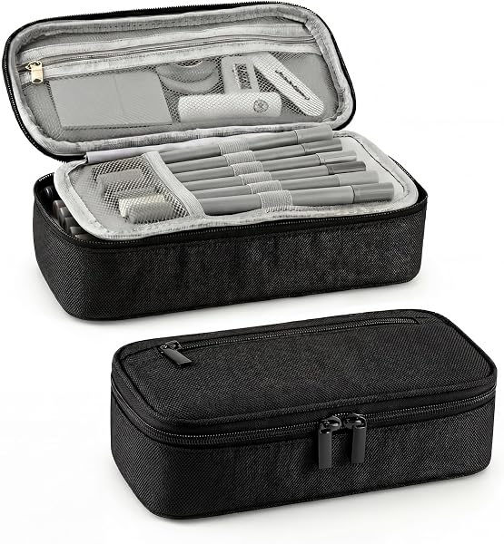 CNMTCCO Federmäppchen 5 Fächer, großer Vorrat federmäppchen große Größe mäppchen teenagerfeder mäppchen Unisex (Schwarz) - 1