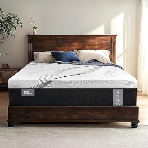 Miniatura 12 de Life Balance Colchón híbrido de 14 pulgadas, tamaño King, colchón de felpa para dormir de lado, espuma de gel de carbón de bambú refrescante