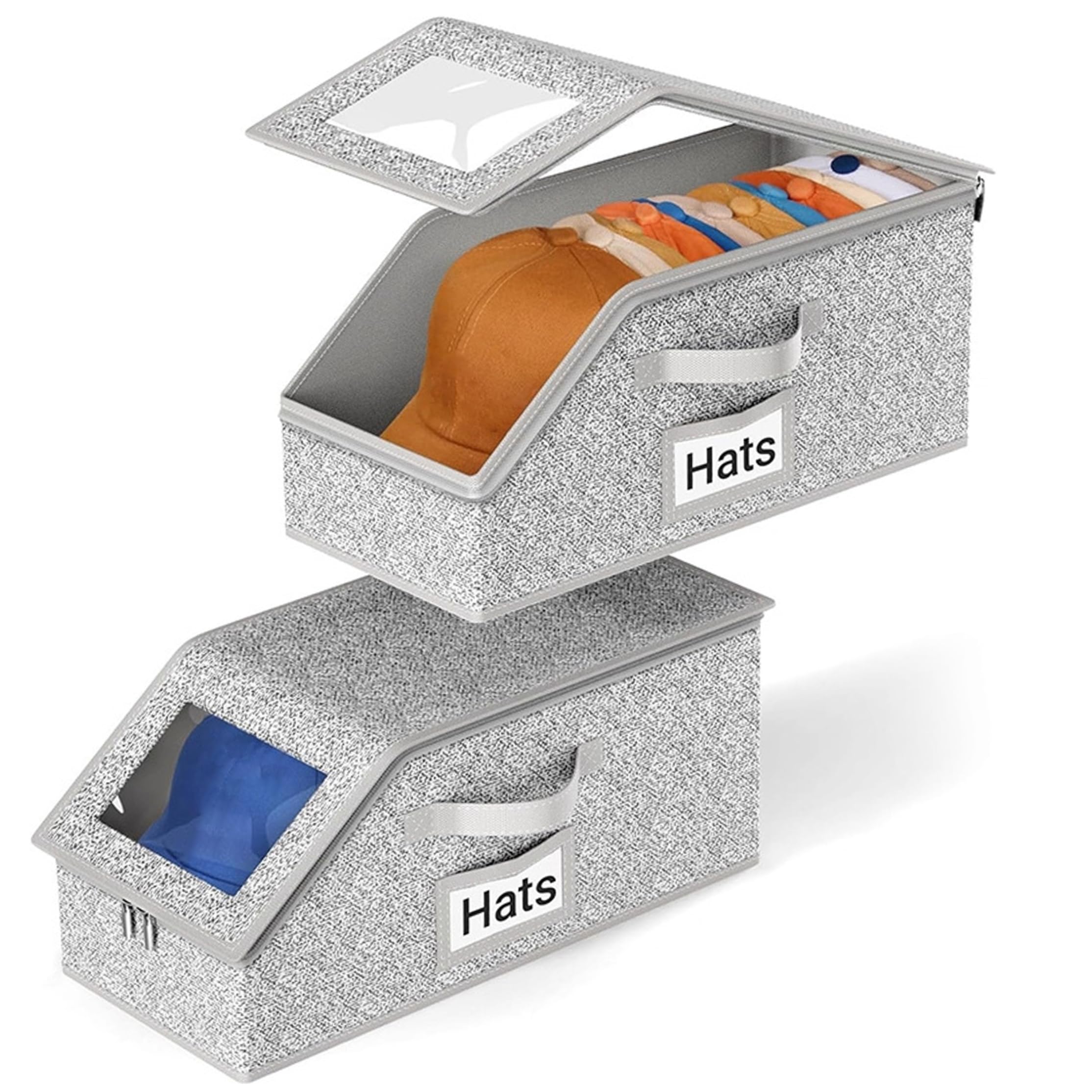 Organisateur de chapeaux gris pour dressing et placard de chambre, lot de 2