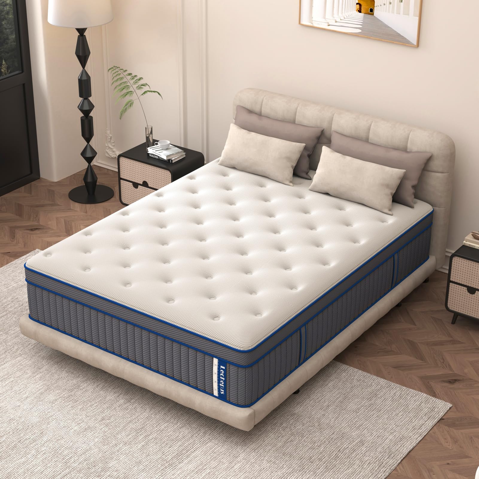 Lechepus King Mattress, 14Inch Gel Memory Foam & 7-Zone Pocket Spring Mattress King Size, Cooling Sleep and Pressure Relief, Medium Plush Hybrid Mattresses in Box for Motion Isolation,CertiPUR-USOEKO-TEX STANDARD 100