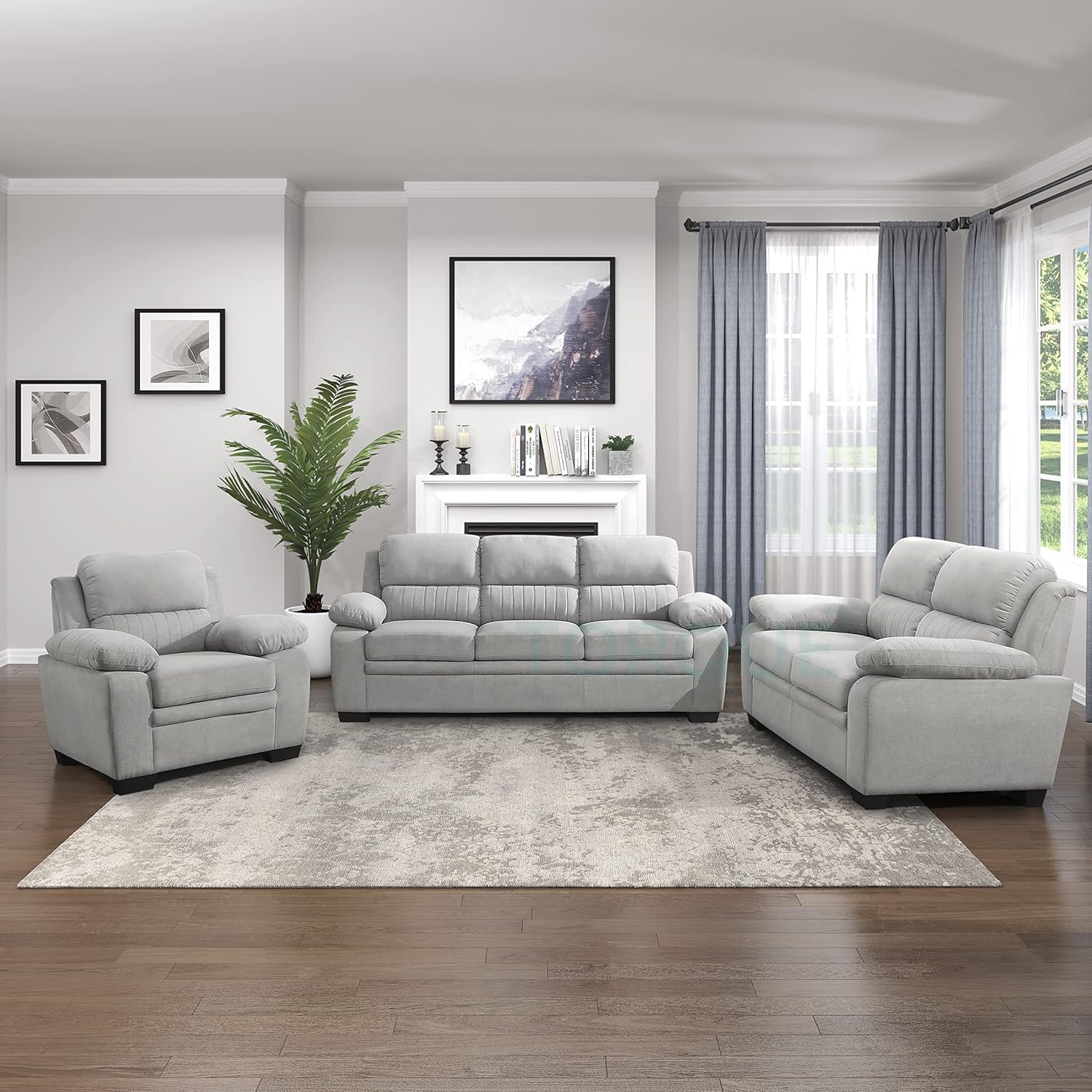 Torque - Jett 3+2+1 Seater Fabric Sofa Set for Living Room (Light Grey) | Modern Sofa Set 6 Seater | Corner Sofas for Bedroom House Gift | 3 Year Warranty-image-48