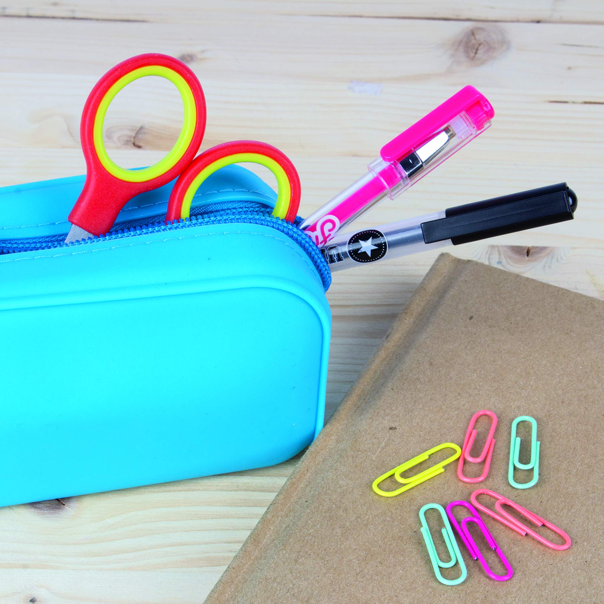 APLI Kids 20596- Confezione di 3 forbici da scuola da 13 cm con punta arrotondata | manico ergonomico bicolore e lame in acciaio inossidabile per bambini +4 anni