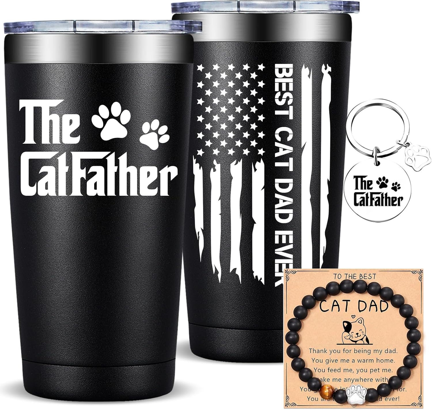 Fufandi Cat Dad Gifts - The Catfather Tumbler - Fathers Day, Birthday, Christmas Gifts for Dad New First Time Dads - Tumbler Cup