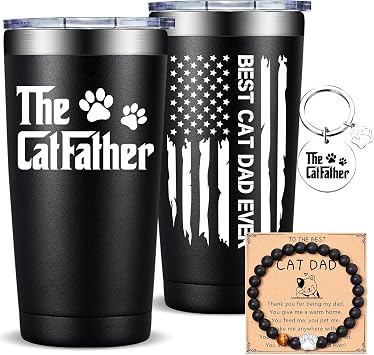 Fufandi Cat Dad Gifts - The Catfather Tumbler Cup 20oz