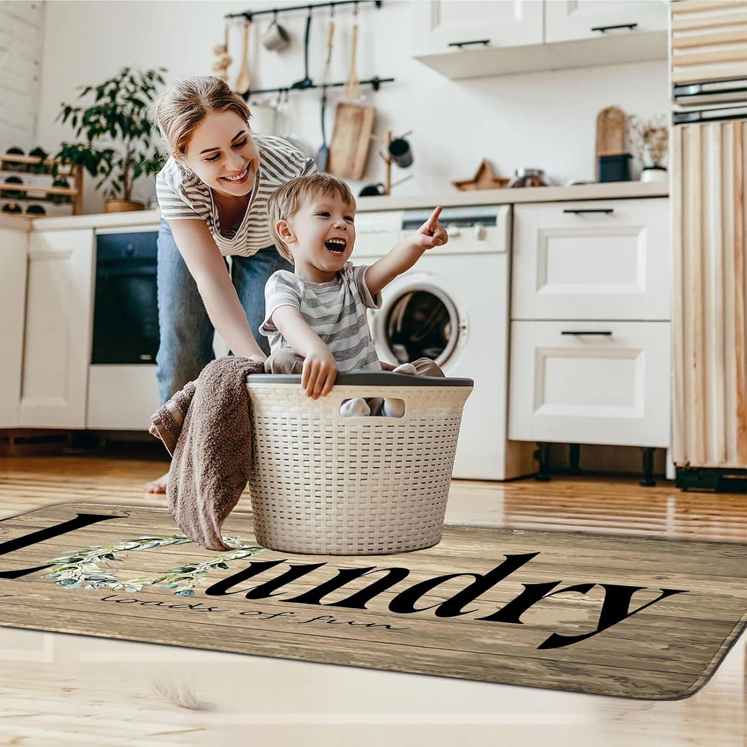 Laundry Room Organization, 24"X72" Non-Slip Laundry Room Runner, Waterproof Kitchen Floor Mat Cushioned Comfort Standing Mat, Low-Pile Soft Rug Runner for Entryway Bedroom Living Room Bathroom