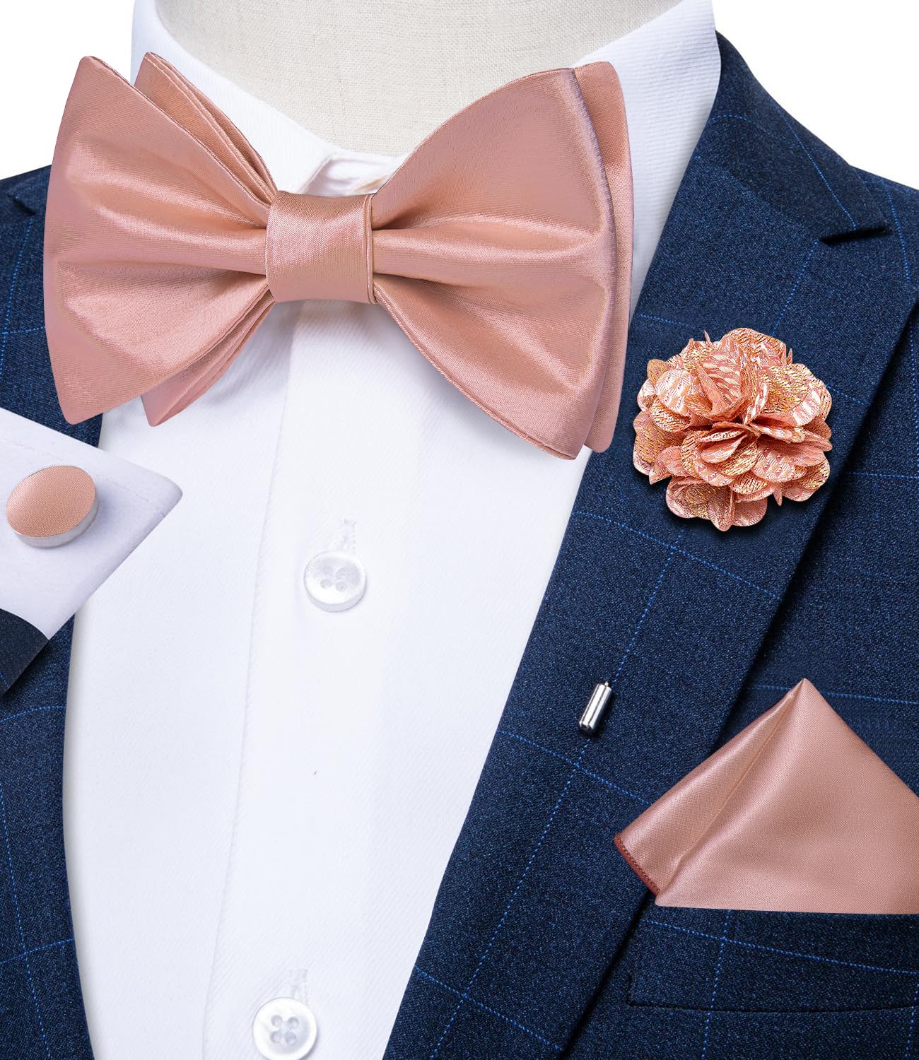 DiBanGu Satin Bow tie Self-Tied Bowtie Set for Men Wedding Prom