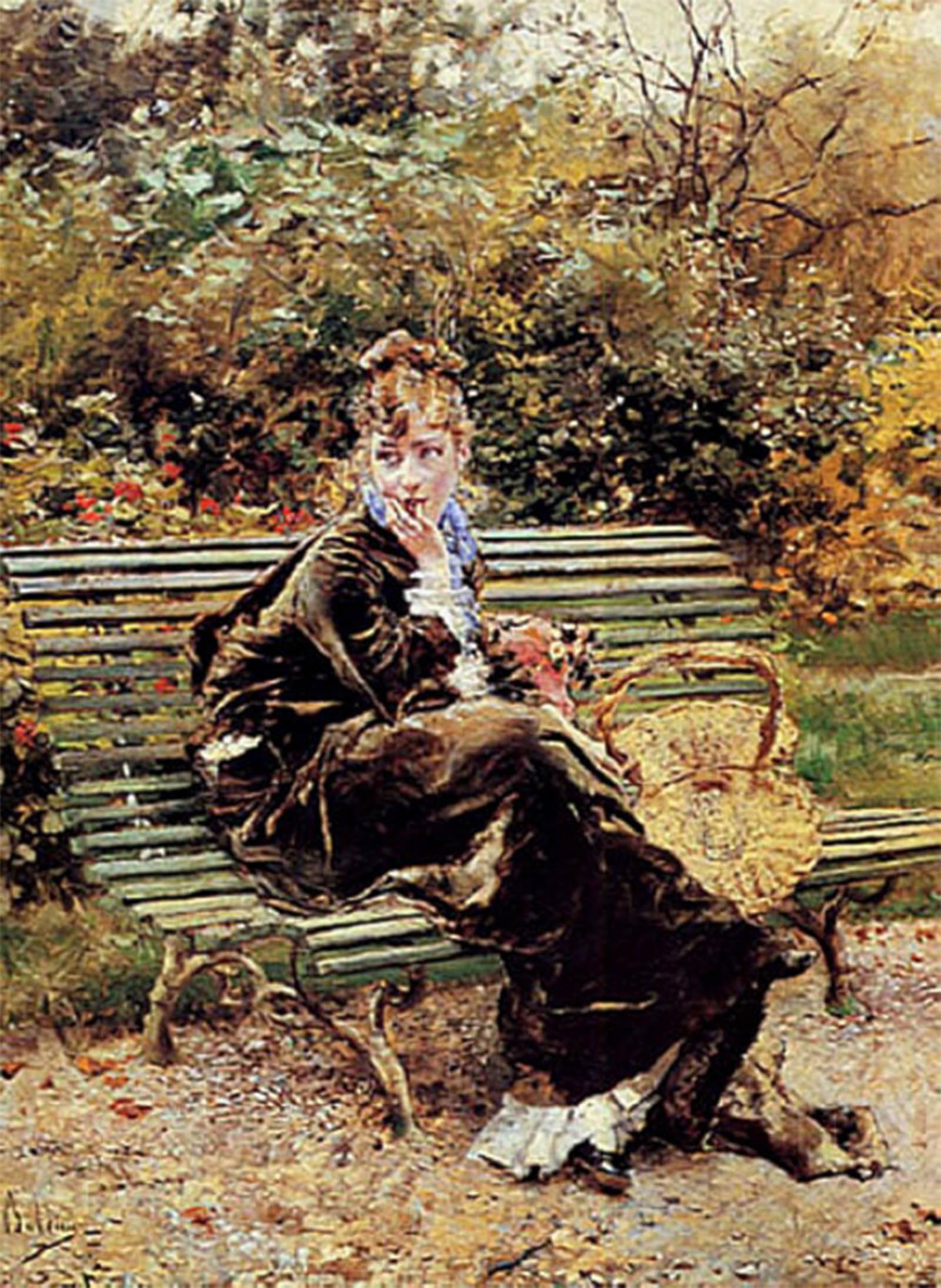 ARTXLXXBN Famous Painting Art Wall Decor Abstract Art Picture Sitting in the Garden by Boldini Animal Pictures for Home Decor 60x90cm