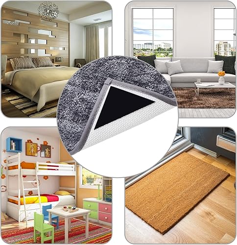 Miniatura 2 de Gealis Almohadillas para alfombras, 9 almohadillas antideslizantes y reutilizables para suelos de madera y duros, tapones de alfombra lavables o