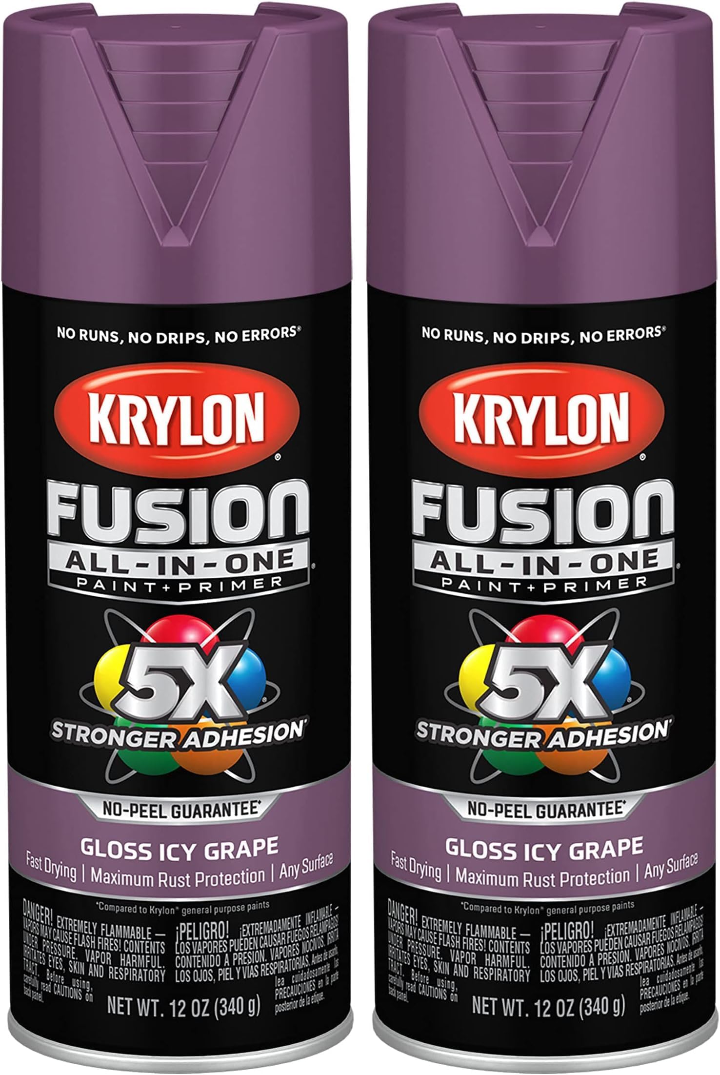 Krylon K02709007 Fusion All-In-One Spray Paint for Indoor/Outdoor Use, Gloss Icy Grape Purple, 12 Ounce (Pack of 2)