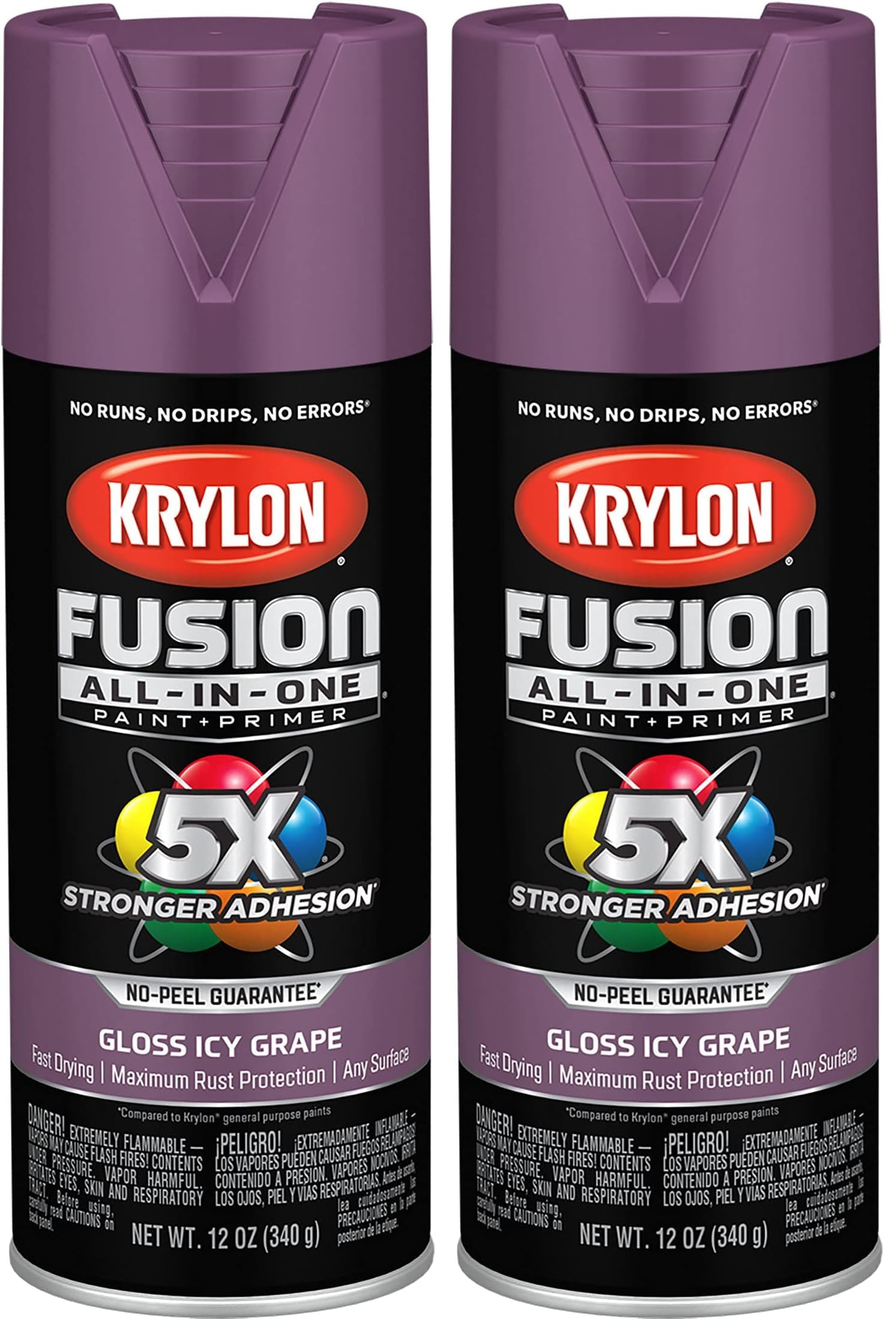 Krylon K02709007 Fusion All-In-One Spray Paint for Indoor/Outdoor Use, Gloss Icy Grape Purple, 12 Ounce (Pack of 2)