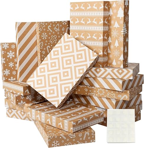 Miniatura 7 de joyhalo Paquete de 18 cajas de regalo de Navidad con tapas para regalos, batas de papel kraft grandes a granel, abrigo, suéter, ropa, camisas, cajas