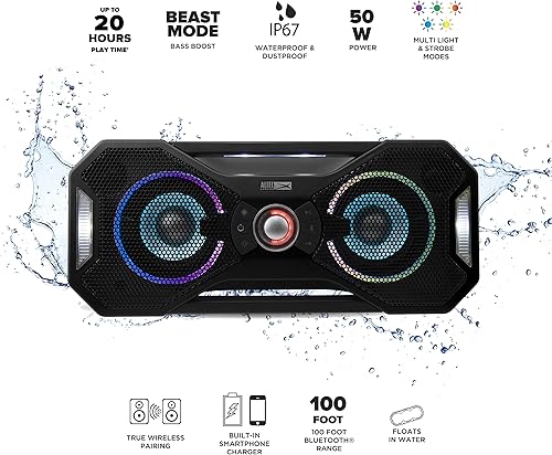 Miniatura 3 de Altec Lansing Mix 20 - Altavoz Bluetooth impermeable y mini H2O - Altavoz Bluetooth impermeable certificado IP67 y flota en agua altavoz compacto y