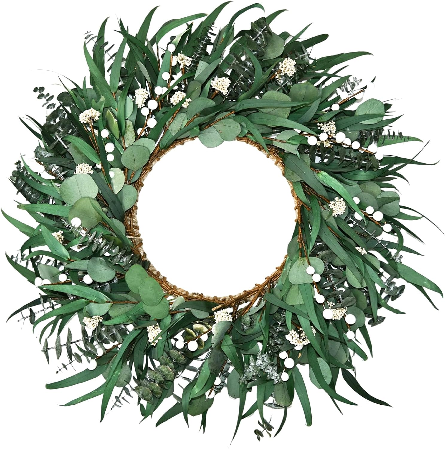 26" Preserved Eucalyptus Wreath for Front Door Extra Large Wreaths Natural Eucalyptus Real Touch Everlasting Summer/Spring/Fall Fresh Wreaths Farmhouse Door,Home,Porch, Window Decor