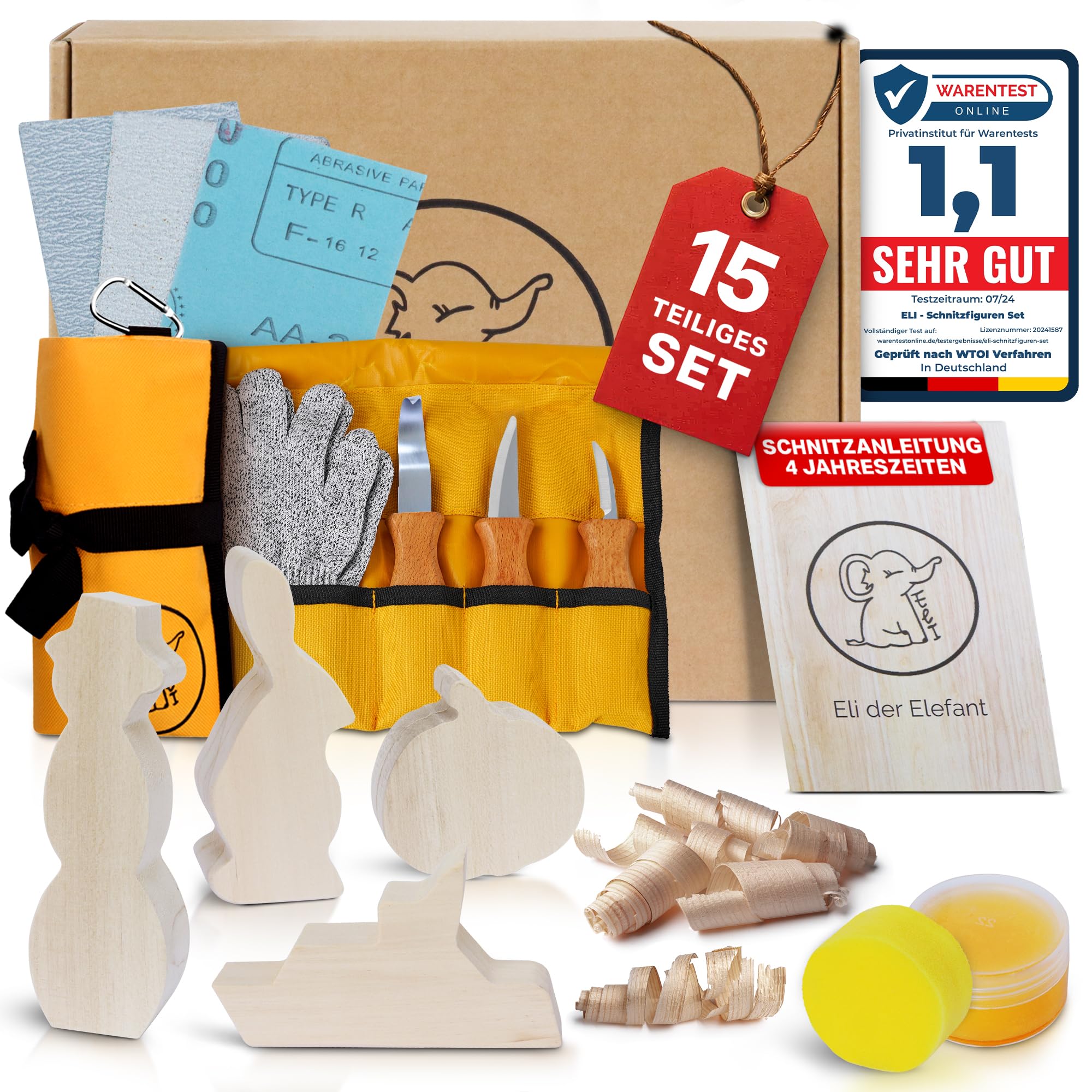 Eli® Kit de Sculpture pour Enfants dès 6 Ans – Couteau à sculpter de Haute qualité pour Enfants avec Gants Anti-Coupure Inclus – Couteau de Sculpture pour Enfants