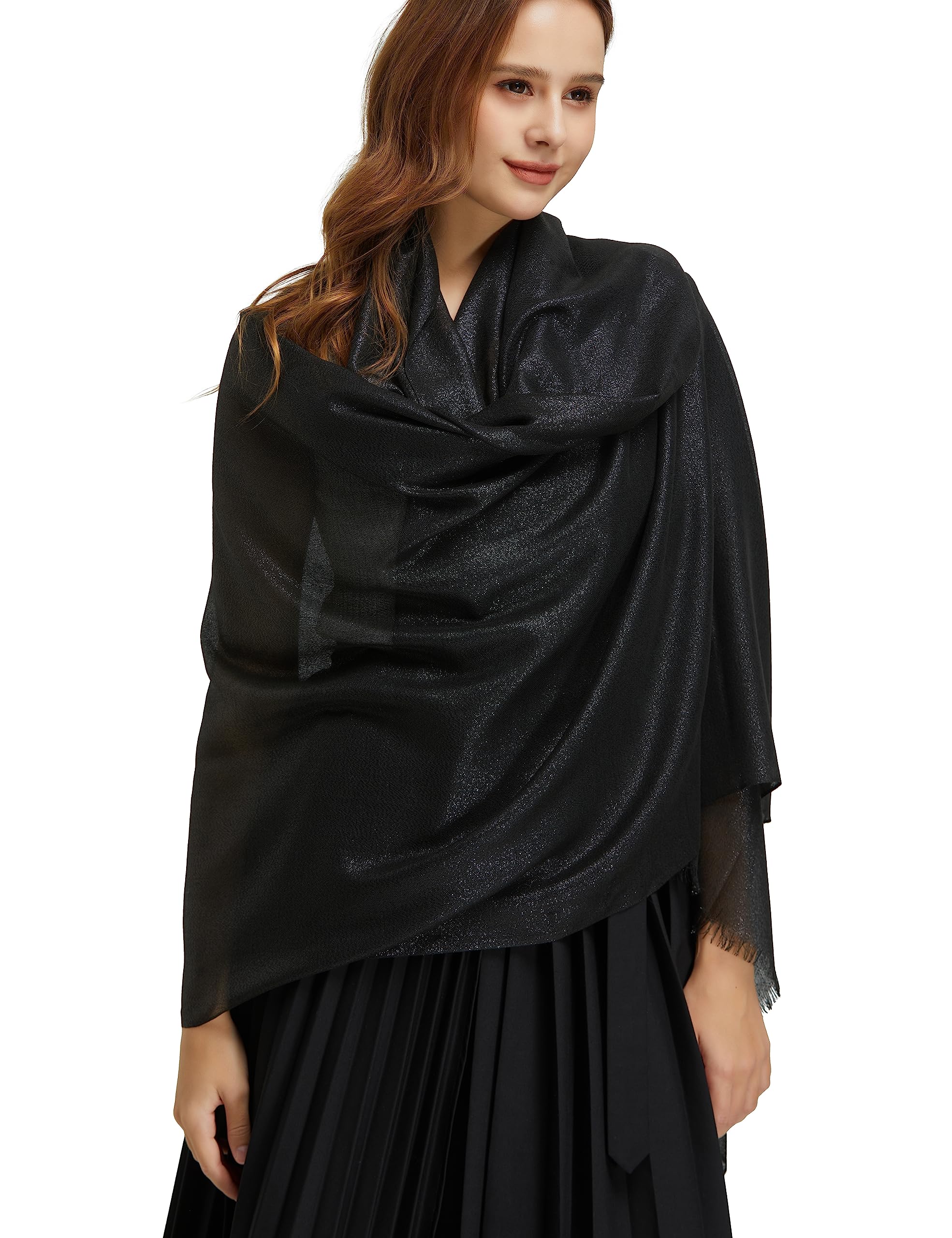 PANTONIGHT Women's Sparkling Metallic Evening Shawl Lightweight Wedding Shawl Extra Large Dressy Shawls and Wraps for Party